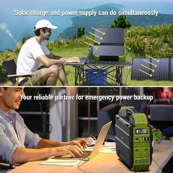 Portable Power Station with Built-in Solar Panel