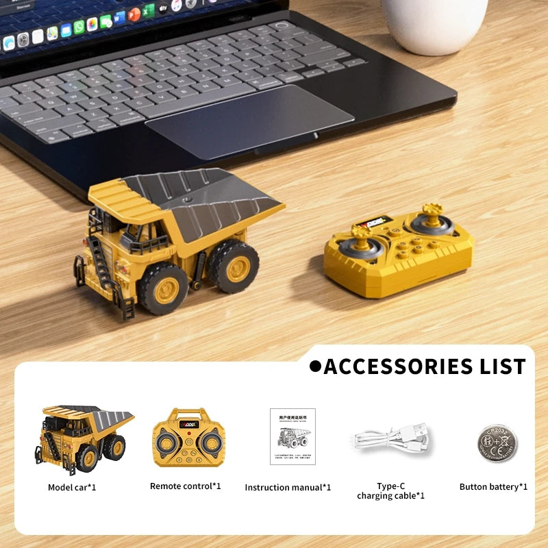 Mini RC Construction Truck Set – 1:64 Die-Cast Alloy Excavator, Dump Truck & Forklift with Remote Control, Realistic Engineering Toys