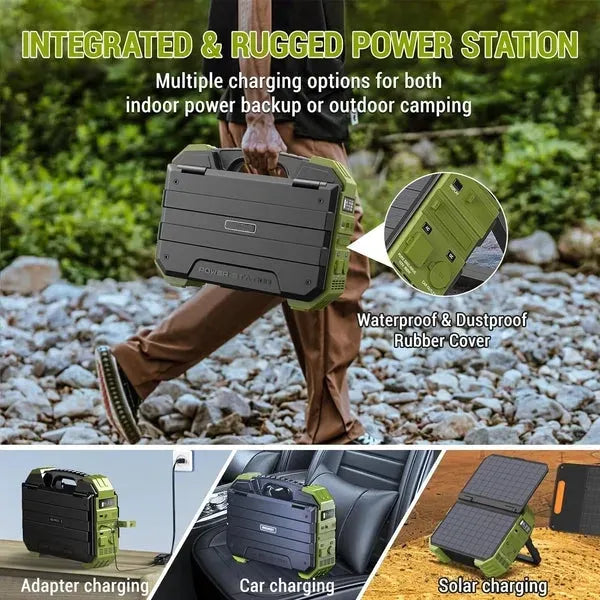 Portable Power Station with Built-in Solar Panel