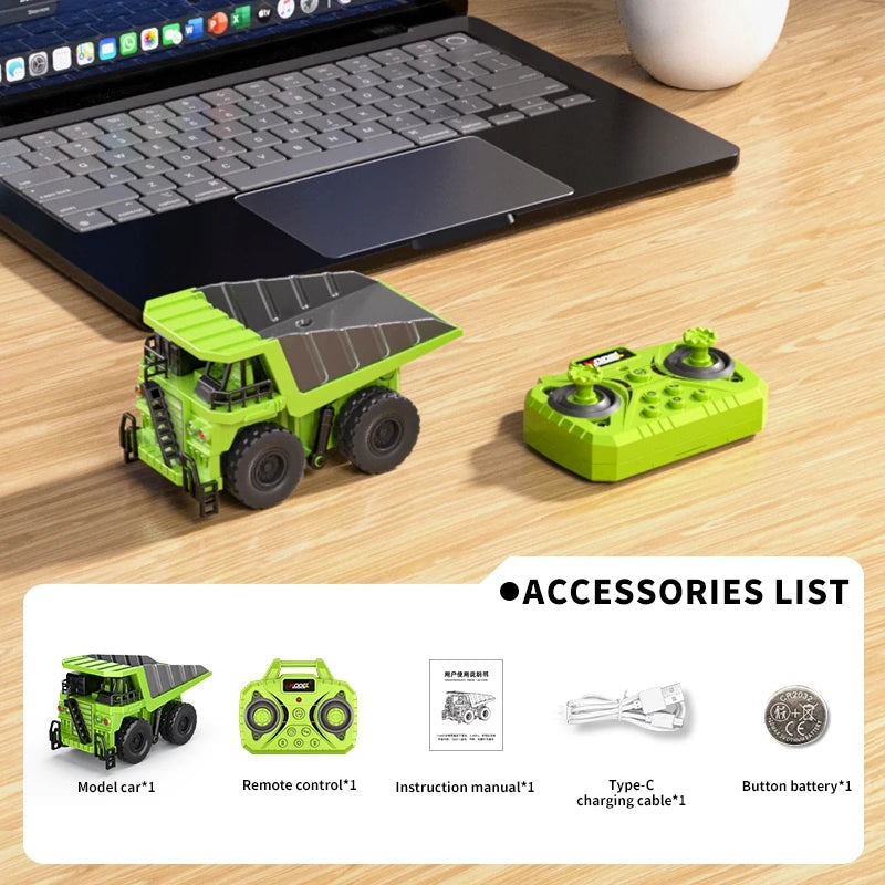 Mini RC Construction Truck Set – 1:64 Die-Cast Alloy Excavator, Dump Truck & Forklift with Remote Control, Realistic Engineering Toys
