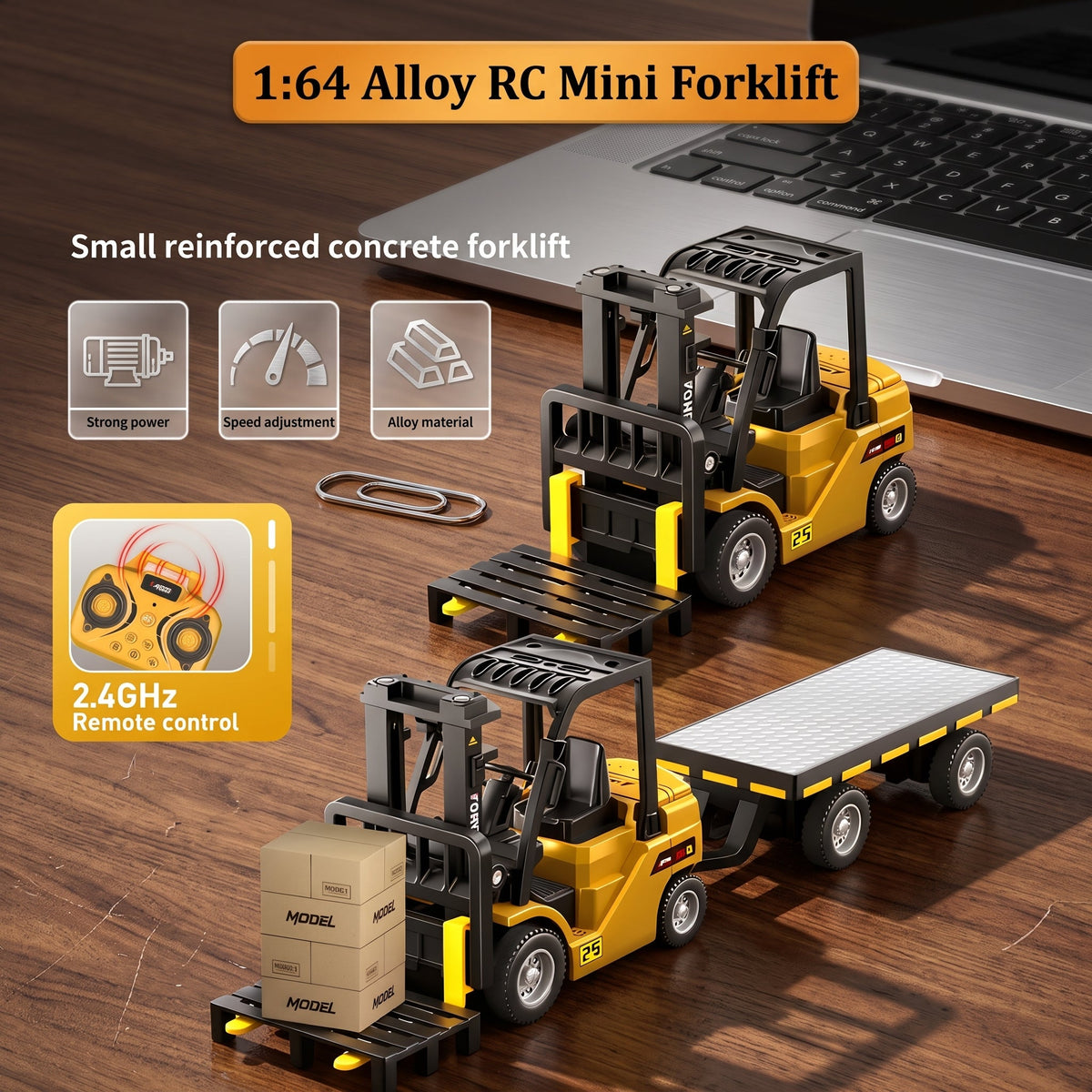 Mini RC Construction Truck Set – 1:64 Die-Cast Alloy Excavator, Dump Truck & Forklift with Remote Control, Realistic Engineering Toys