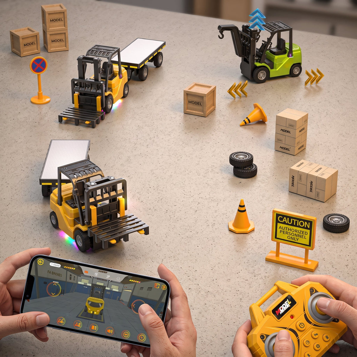 Mini RC Construction Truck Set – 1:64 Die-Cast Alloy Excavator, Dump Truck & Forklift with Remote Control, Realistic Engineering Toys