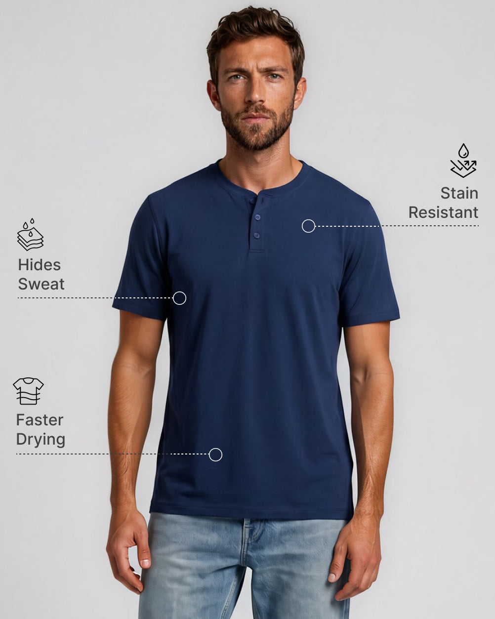 Sweat Defender Henley - Midnight Blue