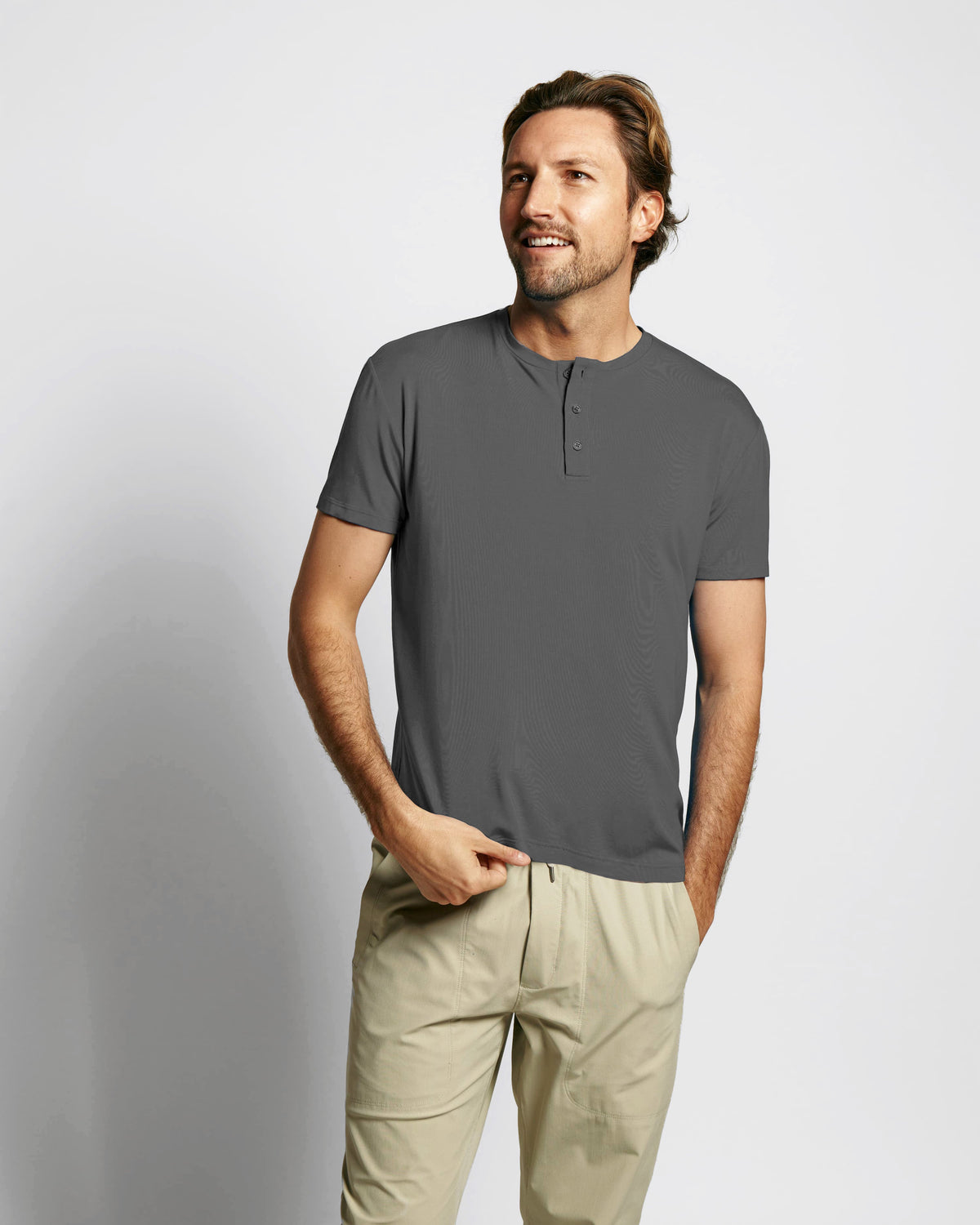 Sweat Defender Henley - Stone Grey
