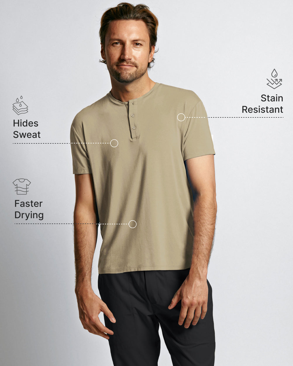 Sweat Defender Henley - Smokey Taupe