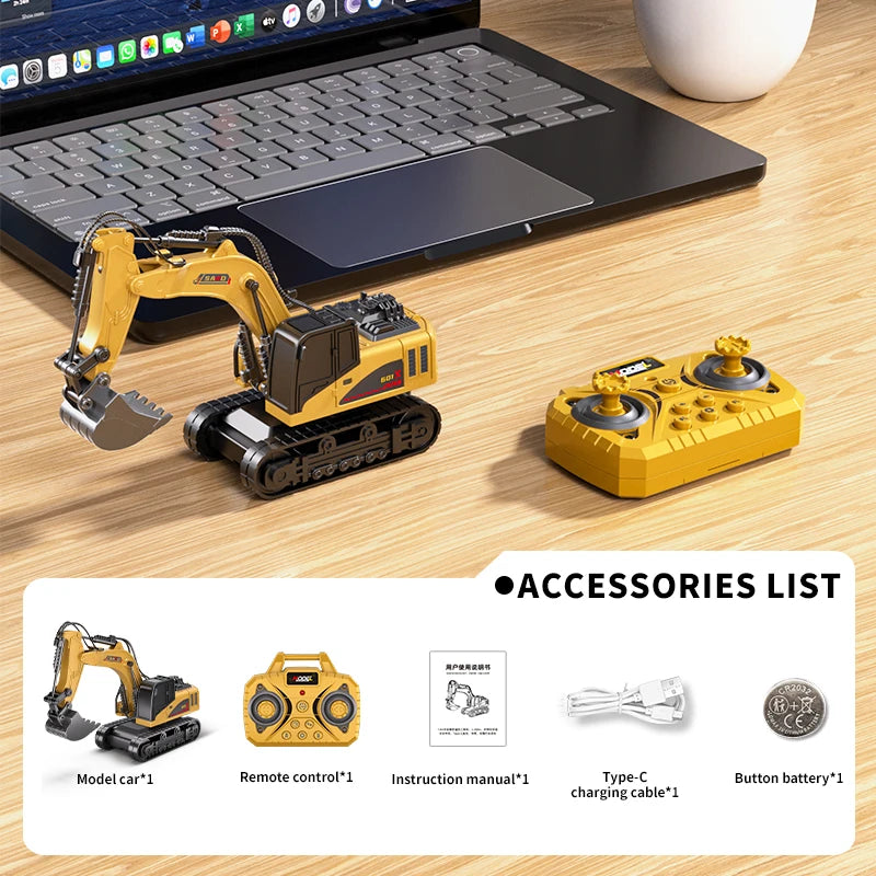 Mini RC Construction Truck Set – 1:64 Die-Cast Alloy Excavator, Dump Truck & Forklift with Remote Control, Realistic Engineering Toys