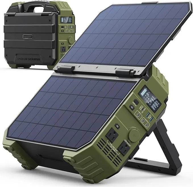 Portable Power Station with Built-in Solar Panel