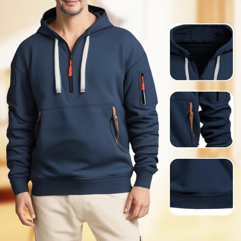 Half-Zip And Multi Pocket Casual Sport Hoodie