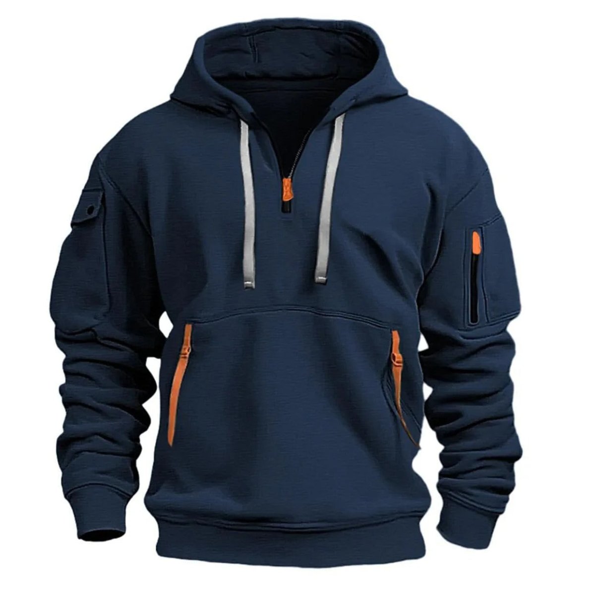 Half-Zip And Multi Pocket Casual Sport Hoodie