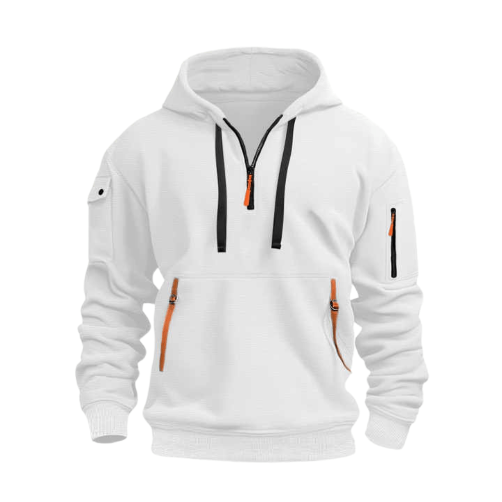 Half-Zip And Multi Pocket Casual Sport Hoodie