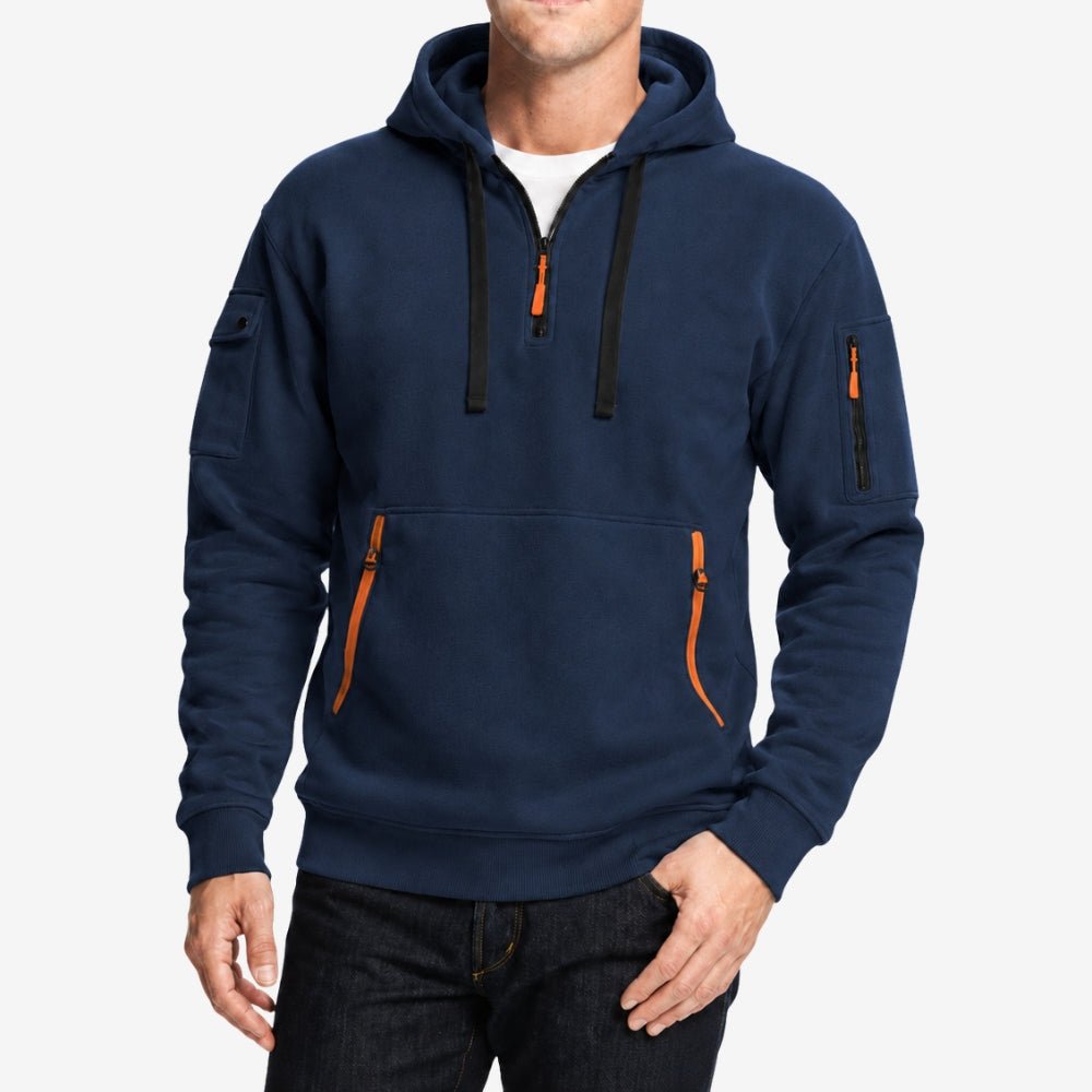 Half-Zip And Multi Pocket Casual Sport Hoodie