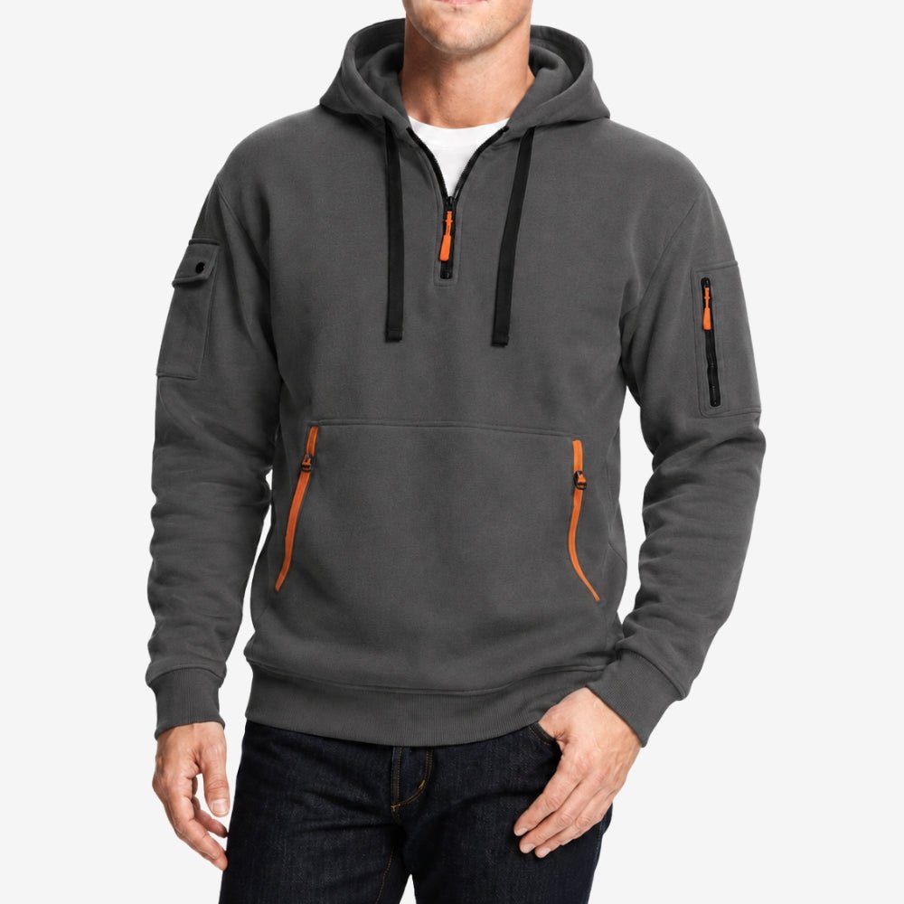 Half-Zip And Multi Pocket Casual Sport Hoodie