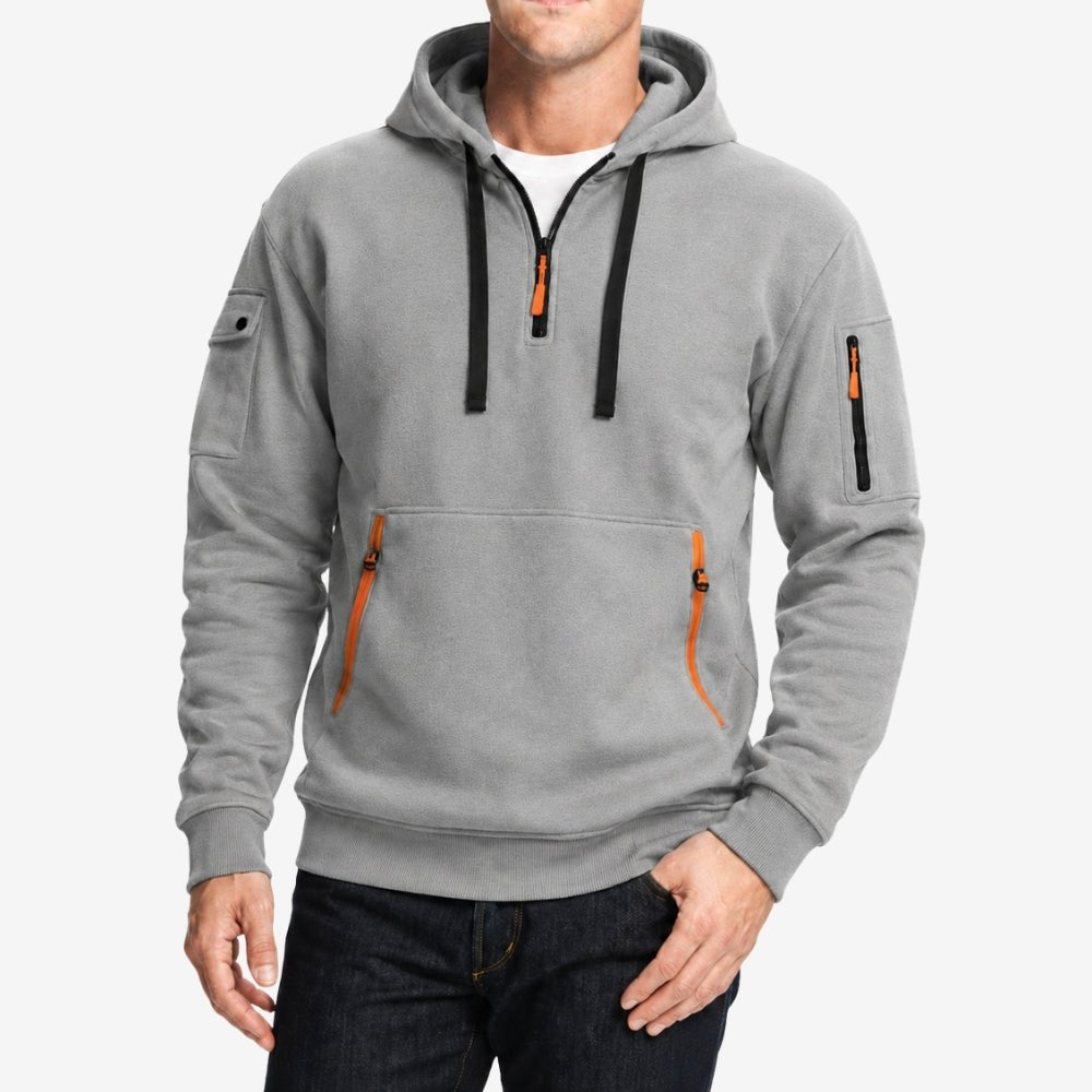 Half-Zip And Multi Pocket Casual Sport Hoodie